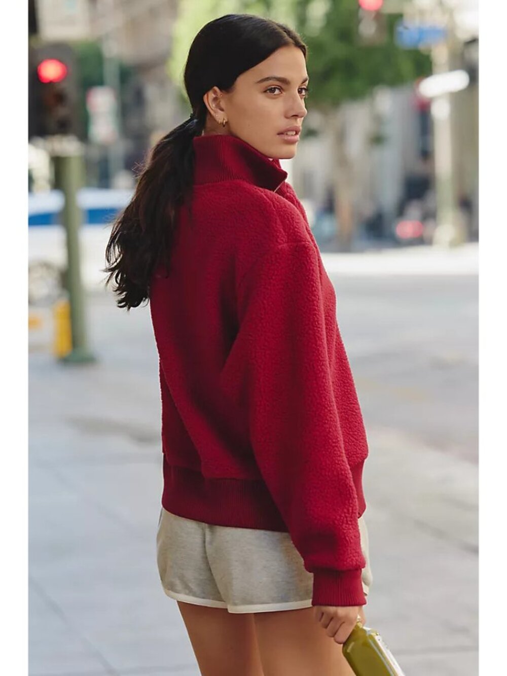 NEW Varley Size XL Women's Jaylin Half-Zip Fleece Sweater - Red Dahlia - Picture 3 of 7